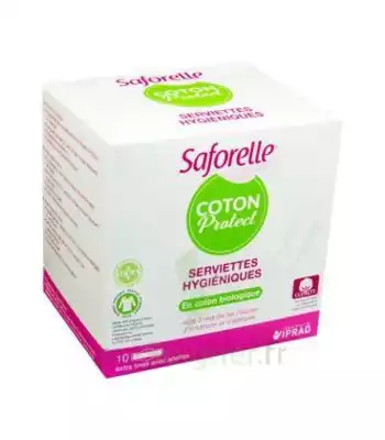 Saforelle Coton Protect Serviette Jetable Avec Ailette B/10 à St Jean de Braye